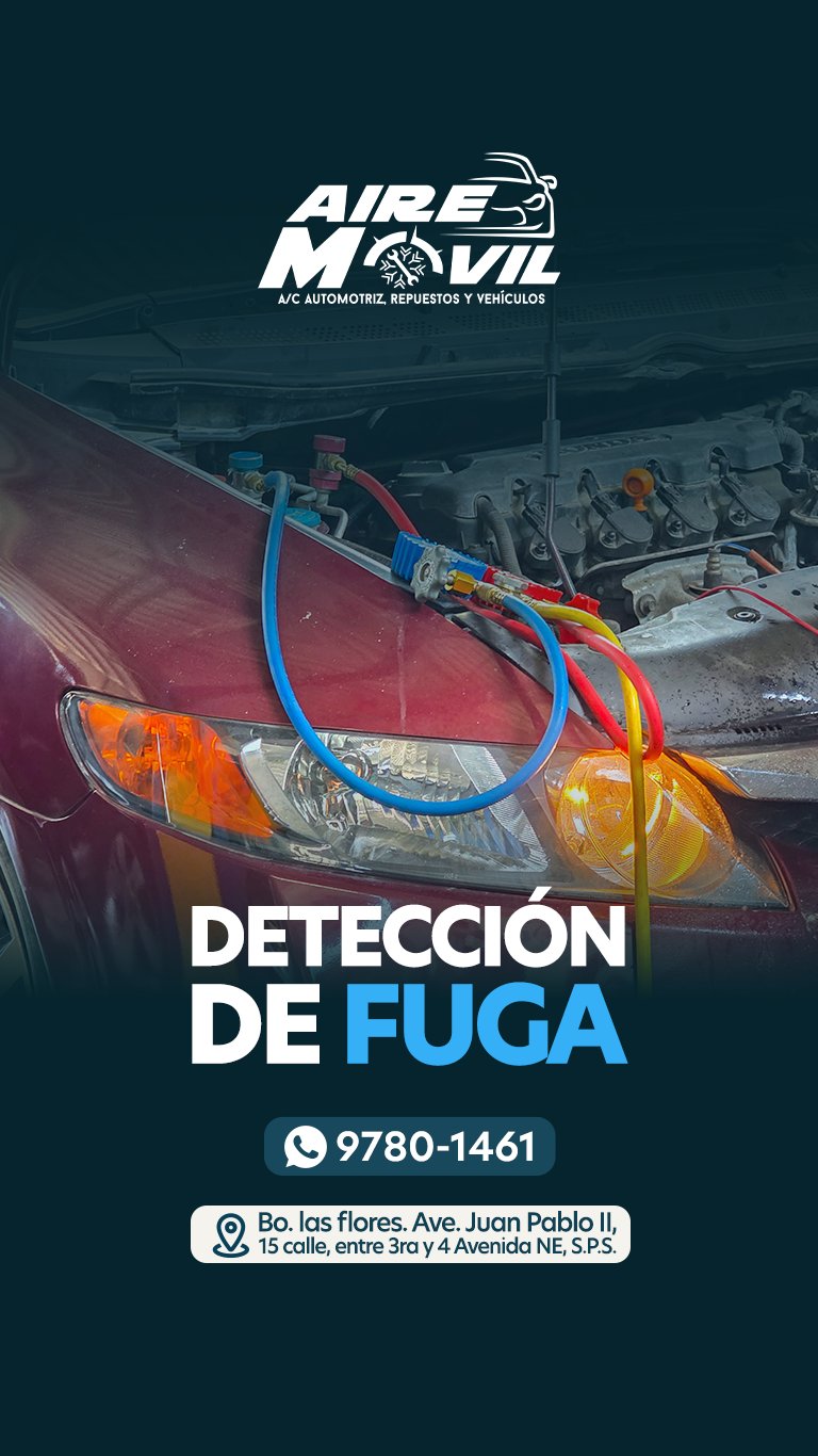 Detección de fugas de refrigerante en sistema A/C automotriz San Pedro Sula